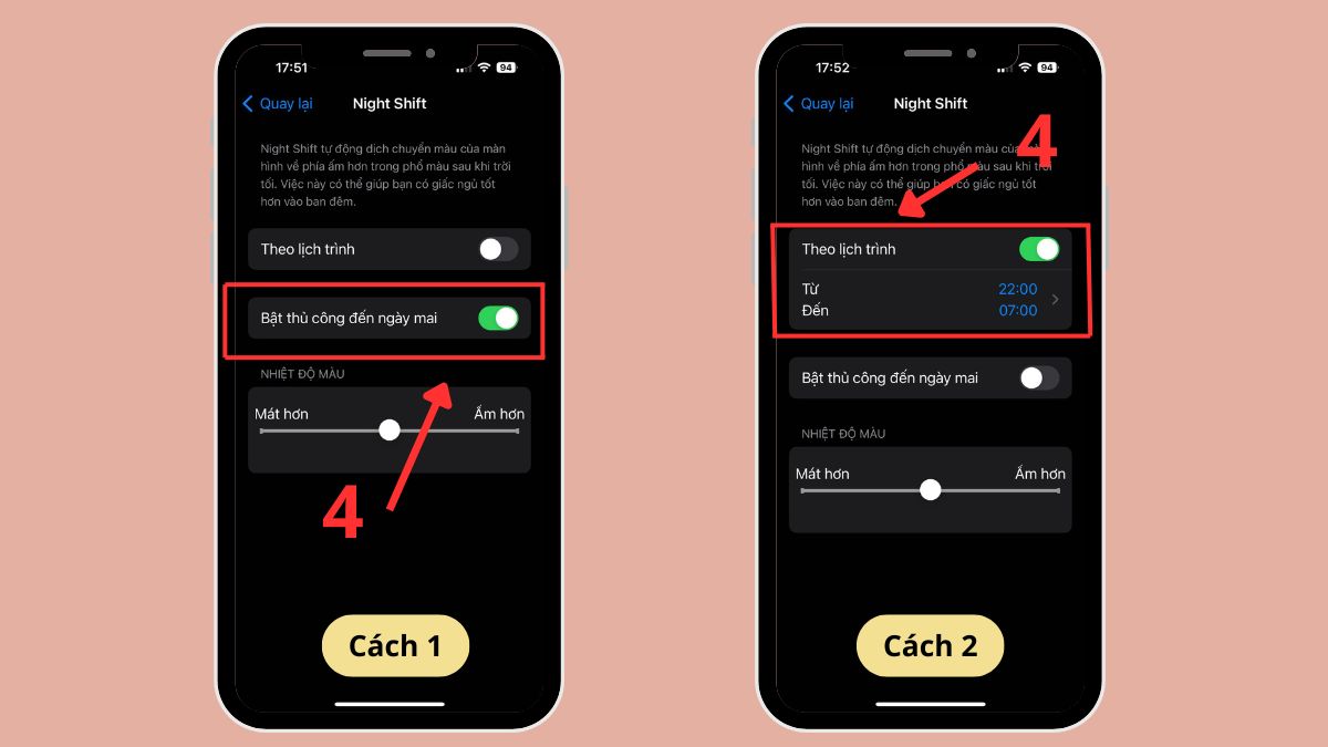 Cách bật tắt Night Shift trên điện thoại trong cài đặt bước 2