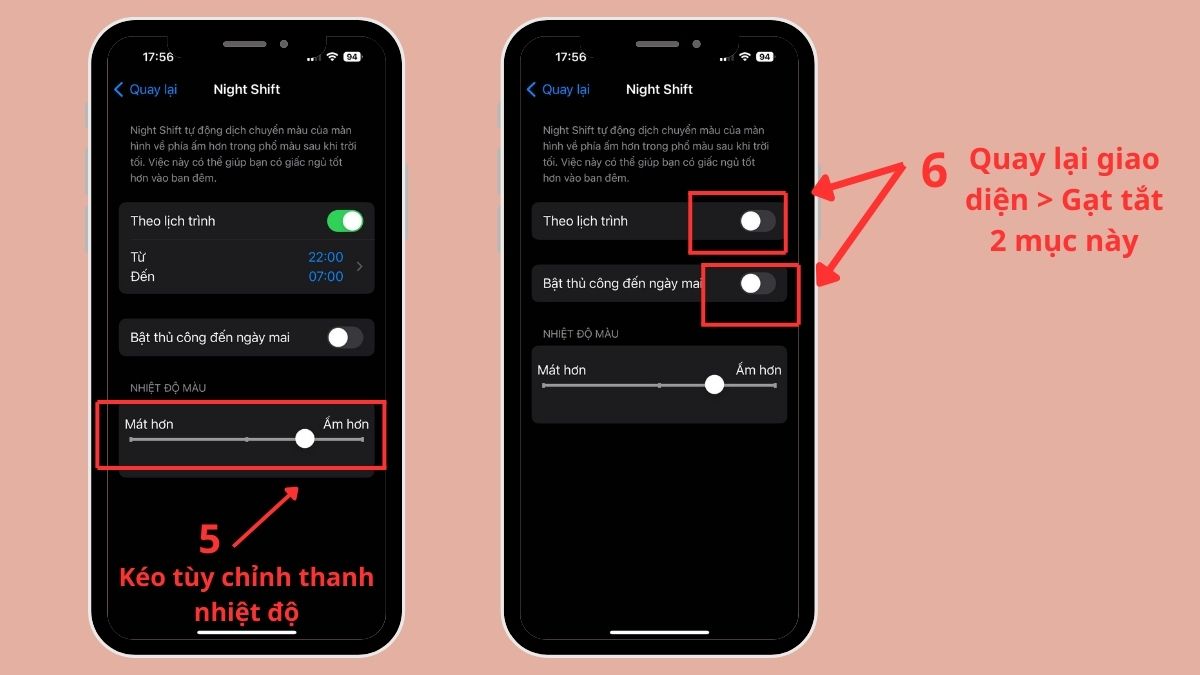 Cách bật tắt Night Shift trên điện thoại trong cài đặt bước 3