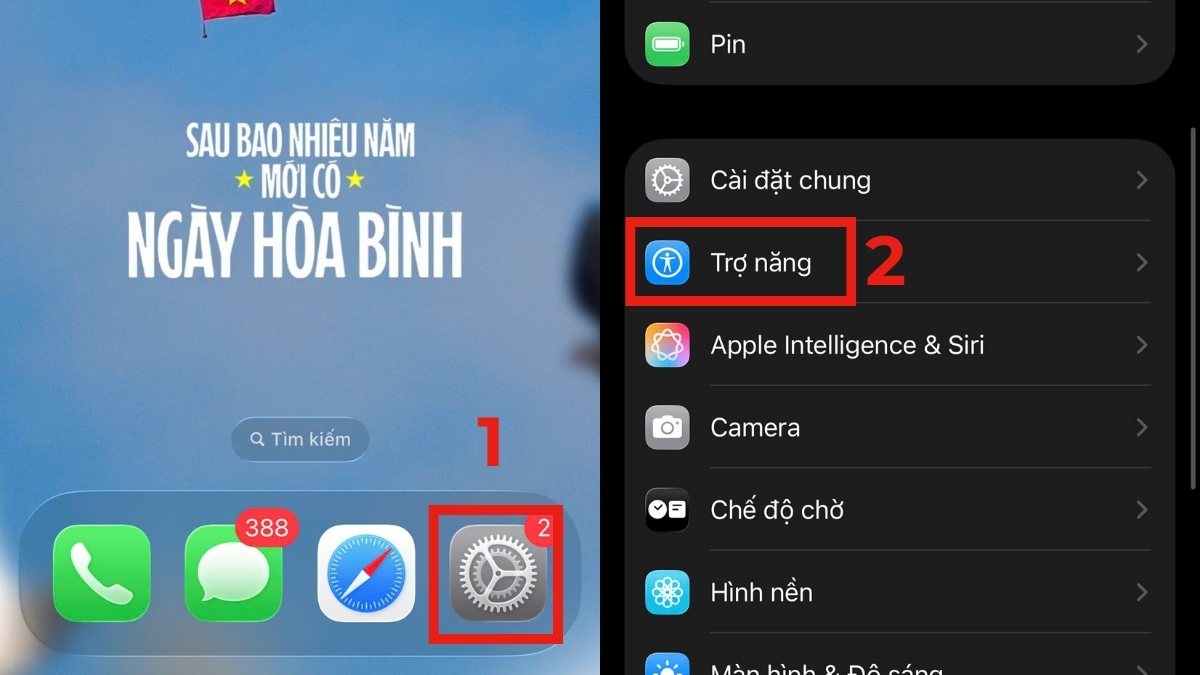 Cách khắc phục nút âm lượng iPhone bị lún bằng nút home ảo bước 1