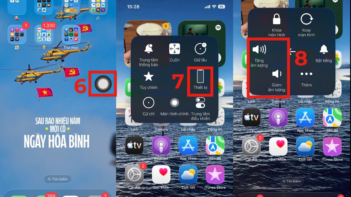 Cách khắc phục nút âm lượng iPhone bị lún bằng nút home ảo bước 3