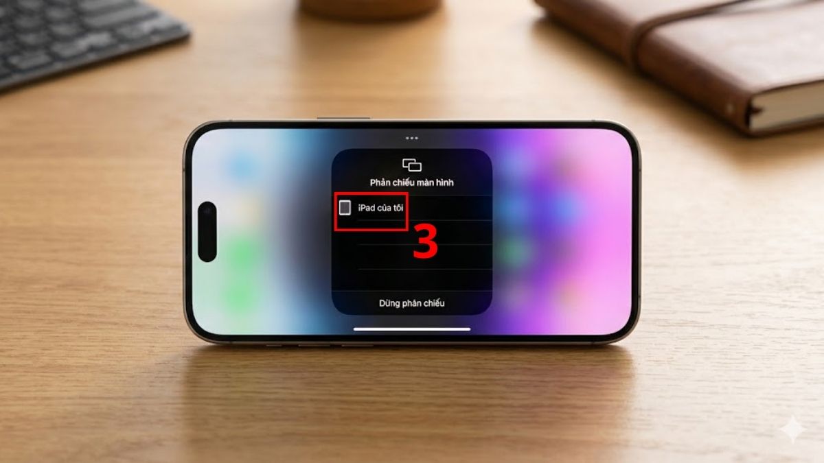 Cách phản chiếu màn hình iPhone lên iPad bước 3