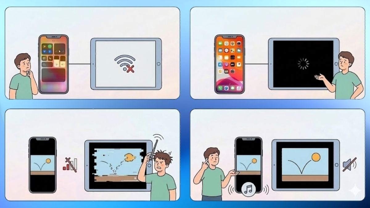 Lỗi thường gặp khi phản chiếu màn hình iPhone lên iPad