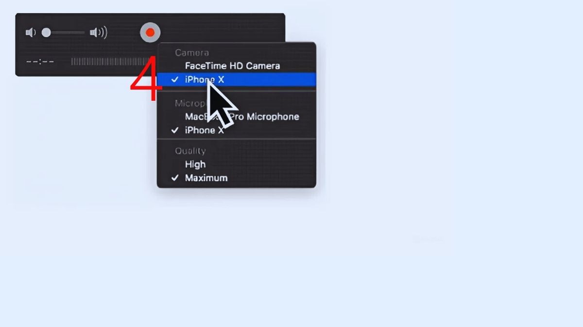 cách Phản chiếu màn hình iPhone lên MacBook bằng dây cáp USB bước 4