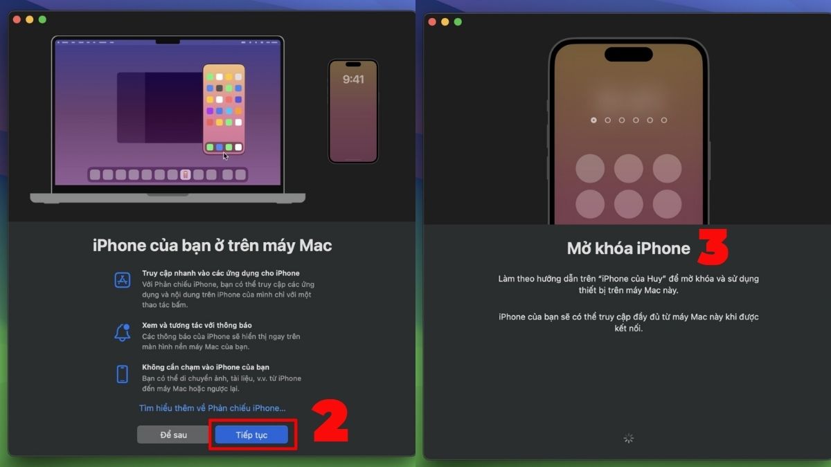 Cách phản chiếu màn hình iPhone lên Macbook bước 2
