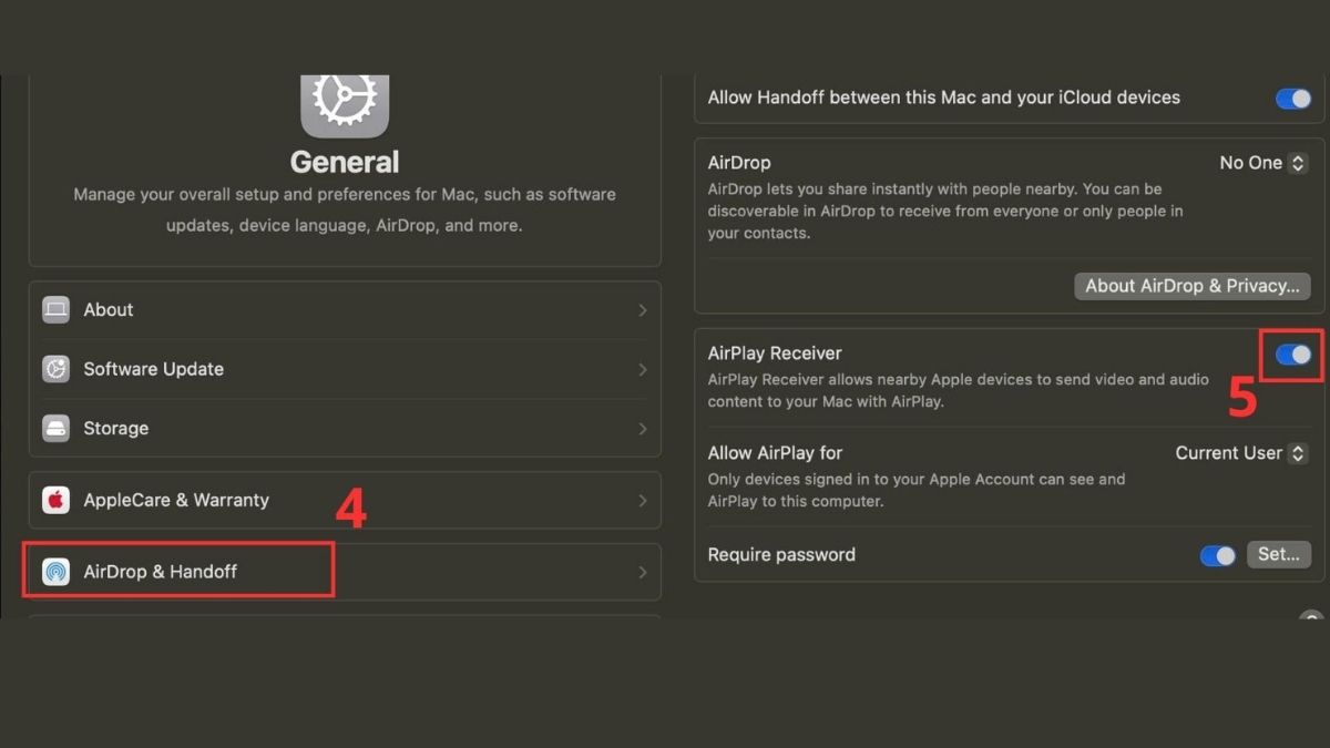 cách phản chiếu màn hình iPhone lên MacBook bằng tính năng AirPlay bước 2