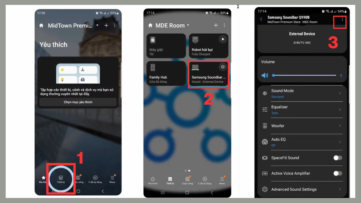 cách Reset loa thanh Samsung bằng điện thoại bước 1