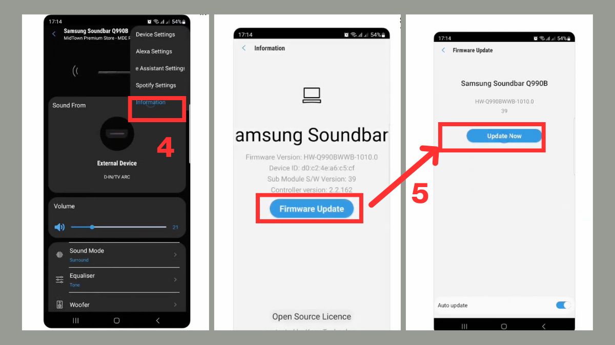 cách Reset loa thanh Samsung bằng điện thoại bước 4