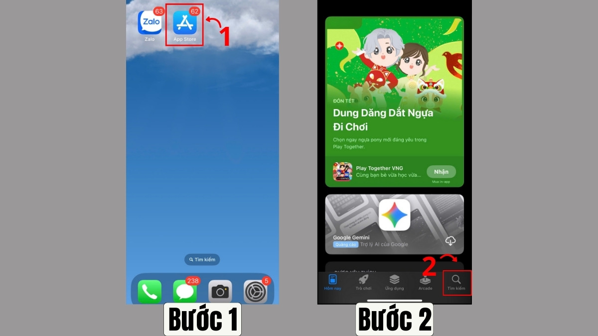 Cách tải lại ứng dụng đã xóa trên App Store iPhone bước 1
