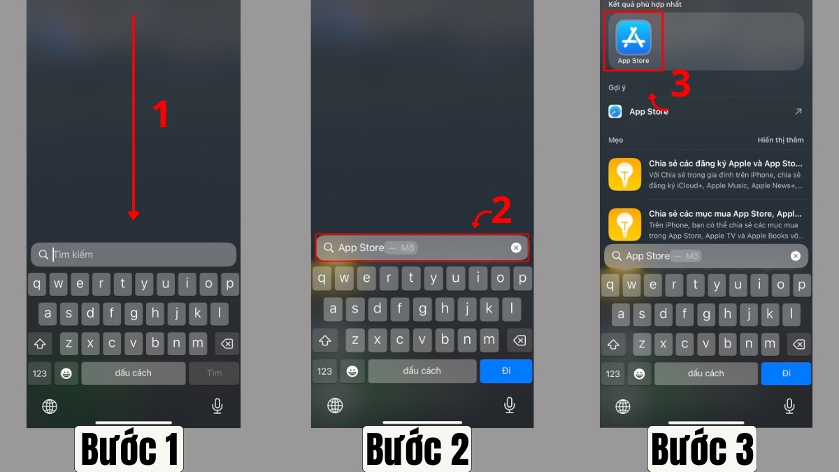 Cách tải lại App Store trên iPhone tìm trên thanh tìm kiếm bước 1