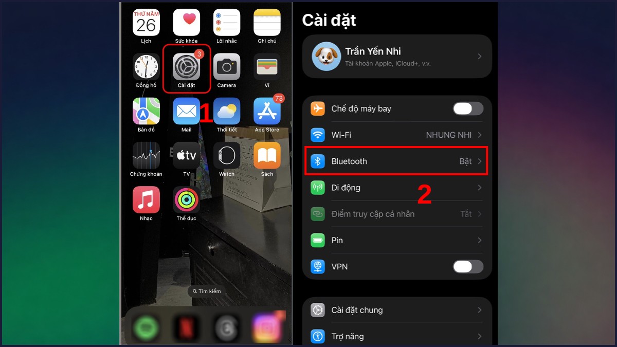 cách sửa lỗi tại sao chuông báo thức iphone kêu nhỏ tắt bluetooth bước 1