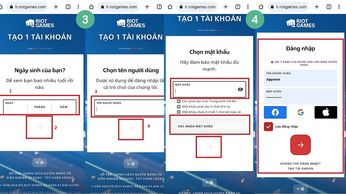 Cách tạo đăng ký tài khoản Riot VN bước 3