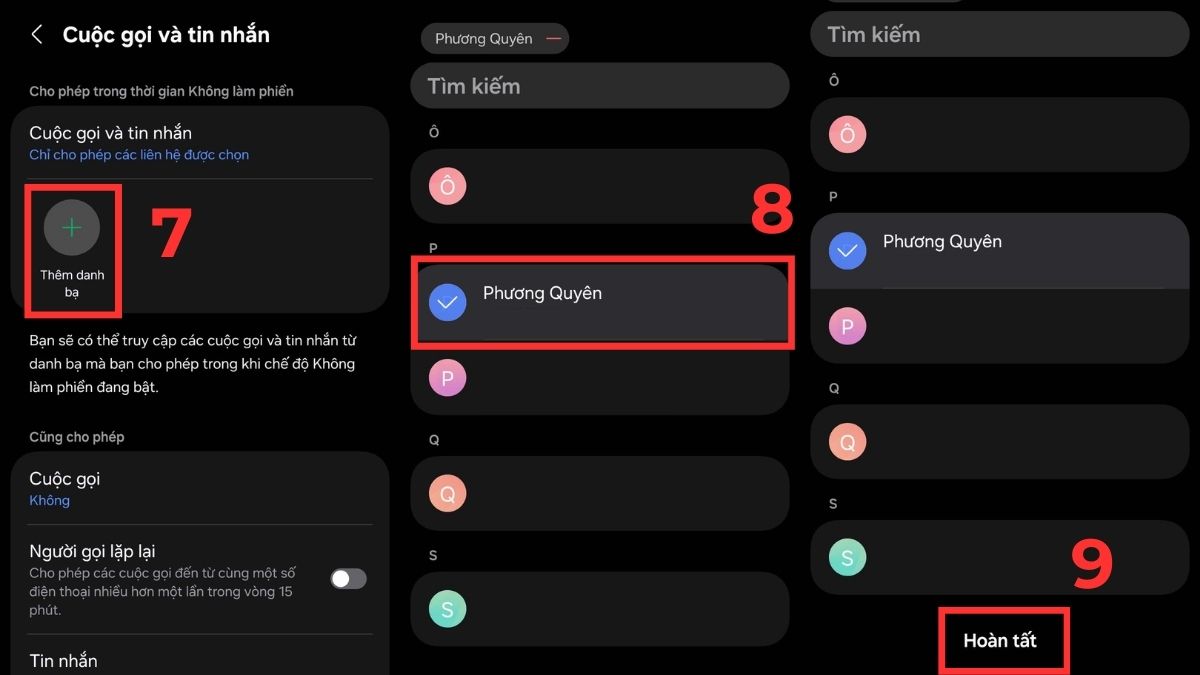 Cách thiết lập ngoại lệ không cần tắt chế độ Do Not Disturb trên Samsung bước 4