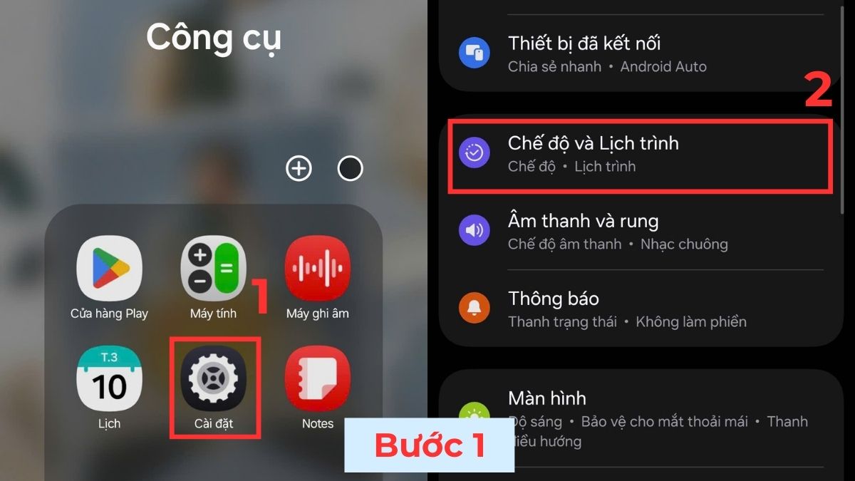 cách Tắt chế độ không làm phiền trên samsung trong cài đặt bước 1