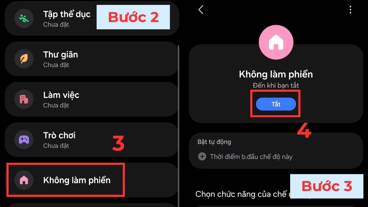 cách Tắt chế độ không làm phiền trên samsung trong cài đặt bước 2
