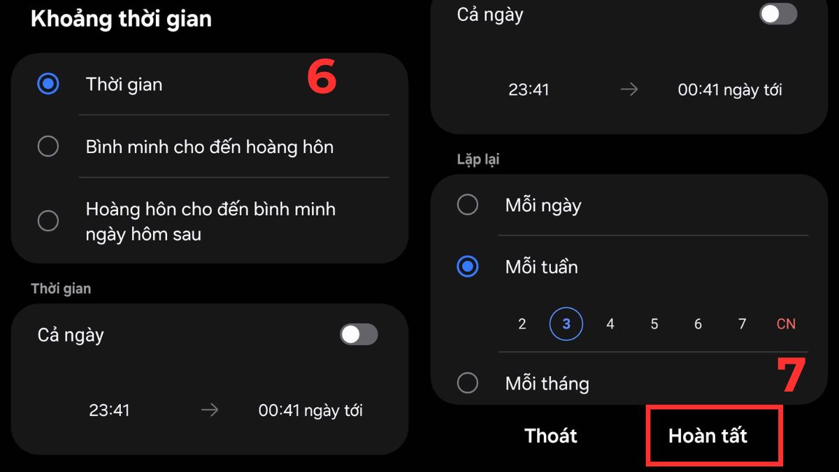 Cách cài đặt lịch tự động tắt chế độ không làm phiền trên Samsung bước 3