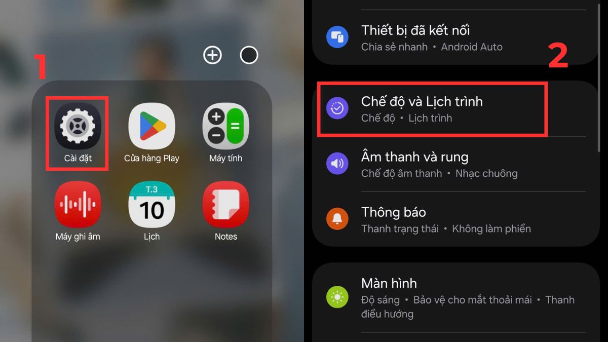 Cách thiết lập ngoại lệ không cần tắt chế độ Do Not Disturb trên Samsung bước 1