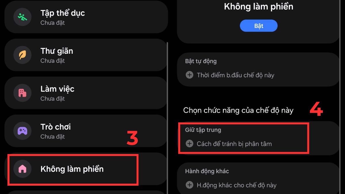 Cách thiết lập ngoại lệ không cần tắt chế độ Do Not Disturb trên Samsung bước 2