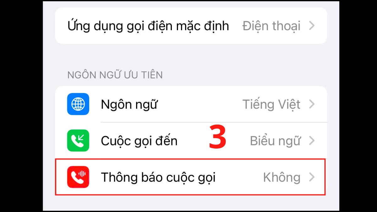 Cách tắt đọc tên người gọi đến trên iPhone bước 2