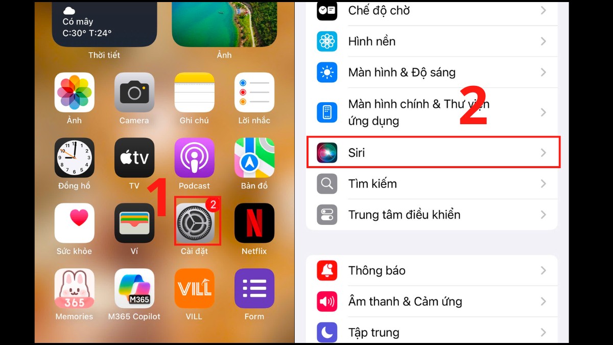 Cách tắt đọc tên người gọi đến trên iPhone trong siri bước 1