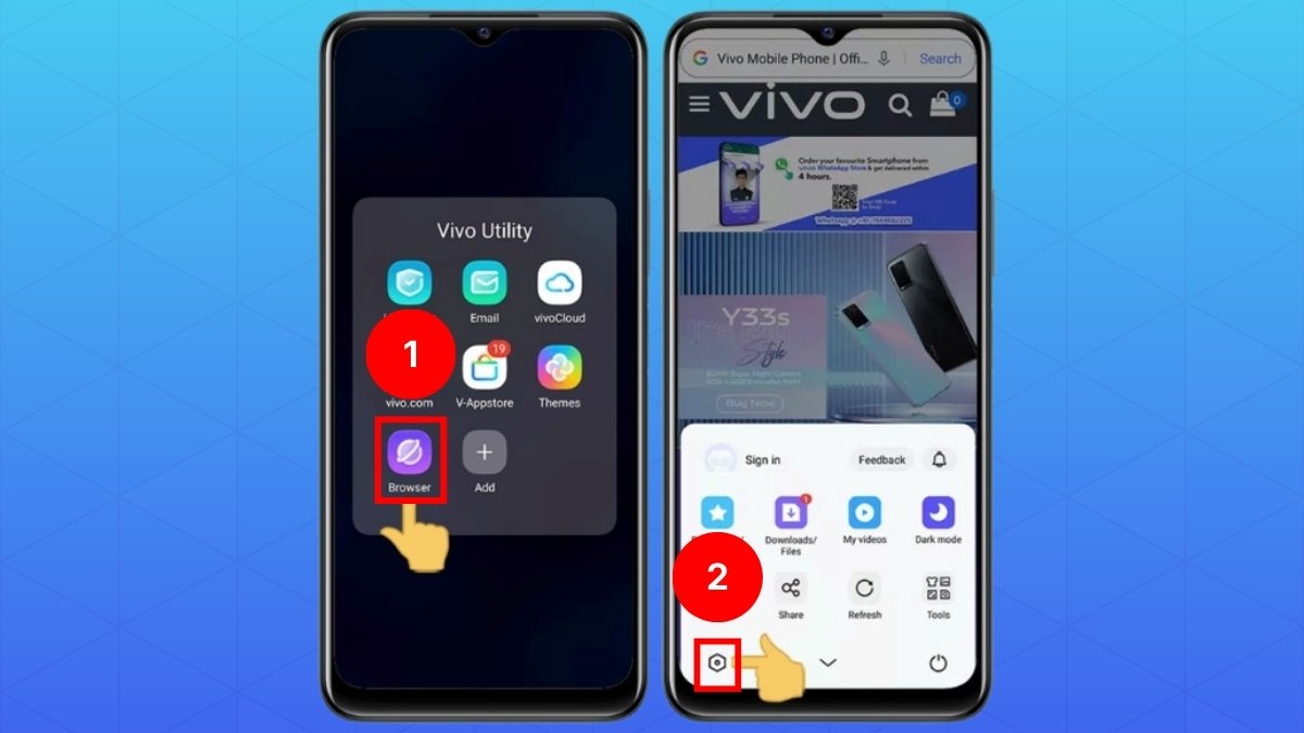 Cách tắt quảng cáo trên điện thoại Vivo trên trình duyệt của hệ thống bước 1