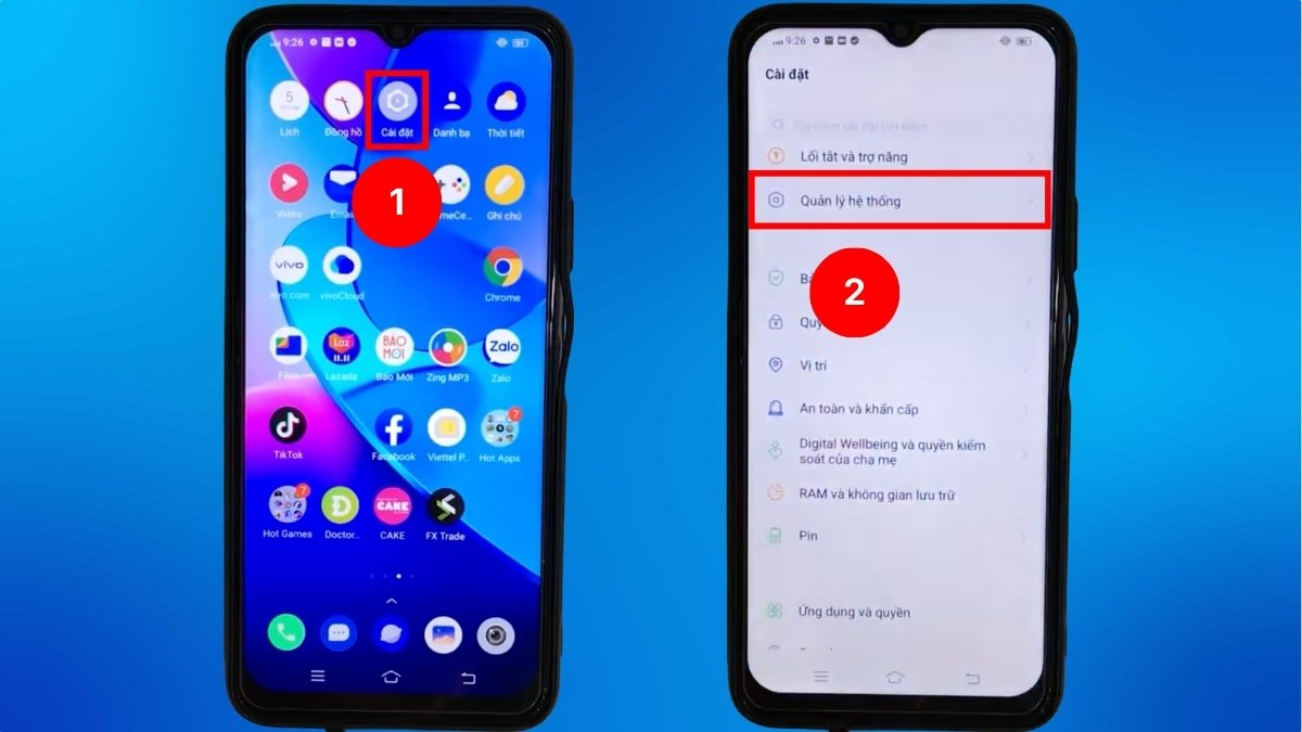 Cách tắt quảng cáo trên điện thoại Vivo khôi phục cài đặt gốc bước 1