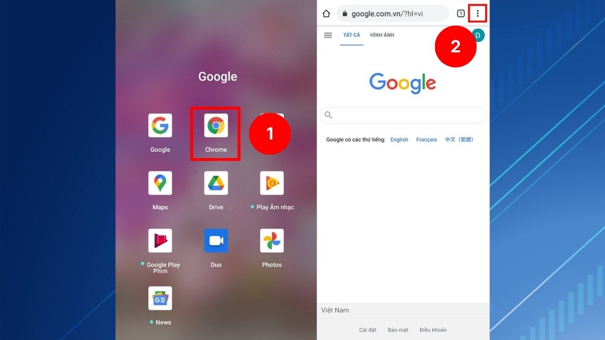 Cách tắt quảng cáo trên điện thoại Vivo trên trình duyệt chrome bước 1