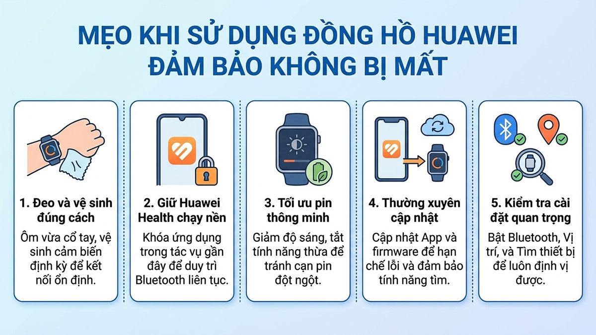 Mẹo khi sử dụng đồng hồ Huawei đảm bảo không bị mất