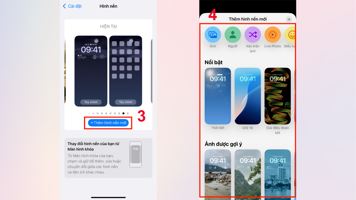 cách trang trí iphone thay đổi hình nền bước 2
