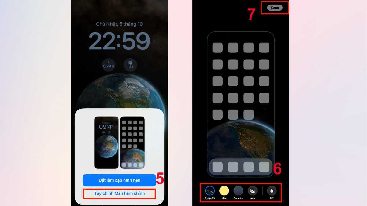 cách trang trí iphone thay đổi hình nền bước 3