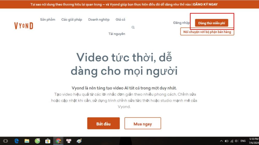 Cách đăng ký tài khoản Vyond miễn phí bước 2