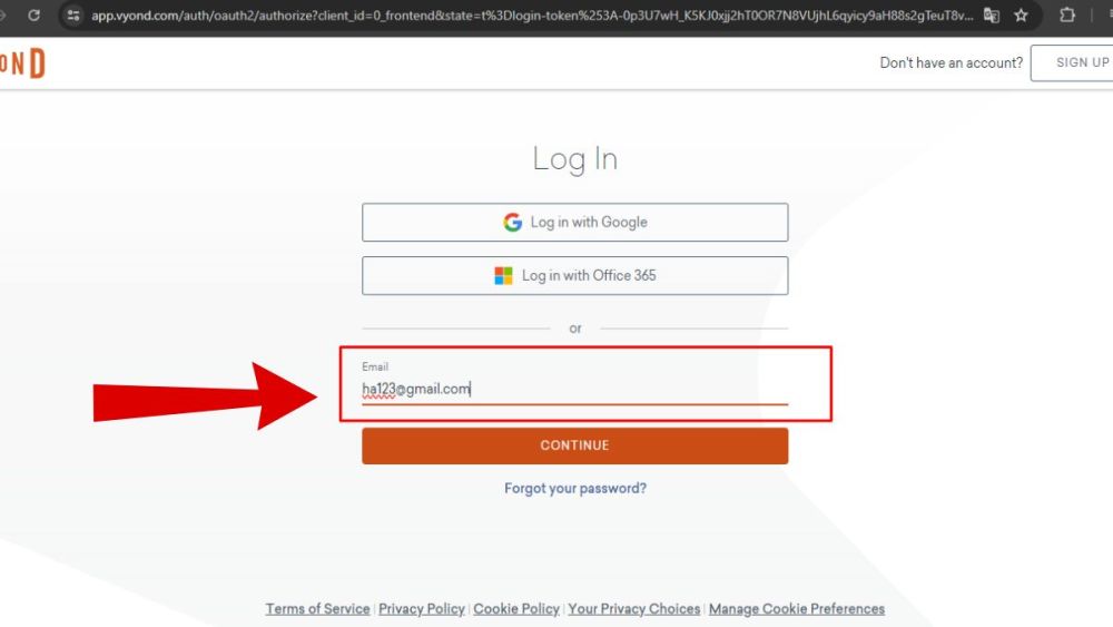 Cách đăng nhập phần mềm Vyond bước 2