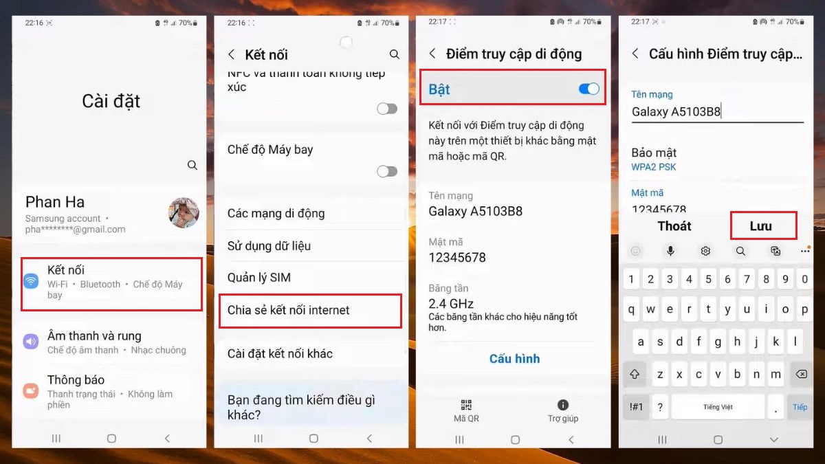 Cách phát WiFi từ điện thoại Samsung