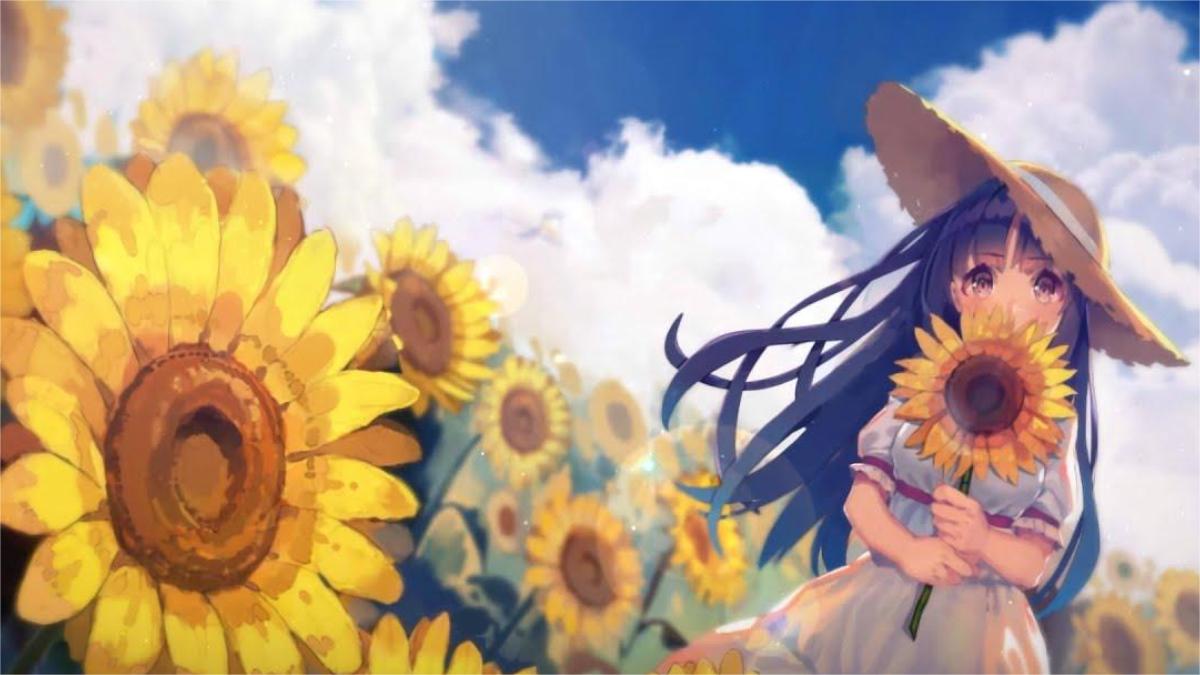 Ảnh nền hoa hướng dương anime đẹp