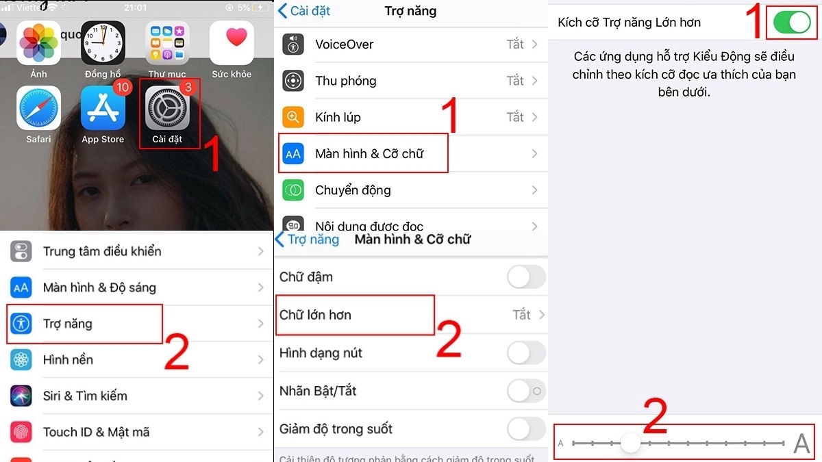 Cách đổi phông chữ, kiểu chữ iPhone bằng Cài đặt