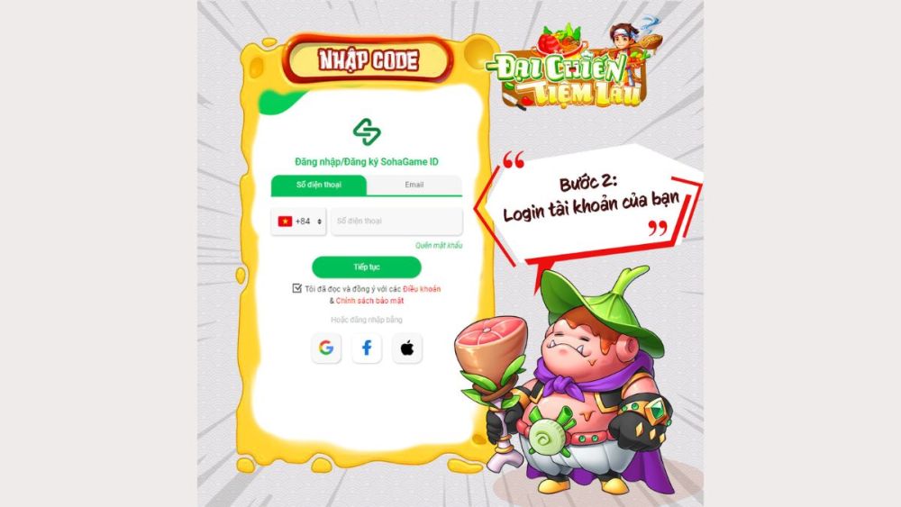 cách nhập code Đại Chiến Tiệm Lẩu bước 2