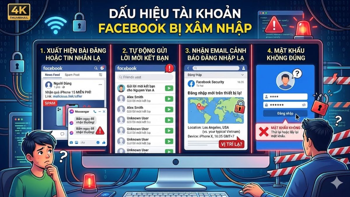 Dấu hiệu tài khoản Facebook bị xâm nhập