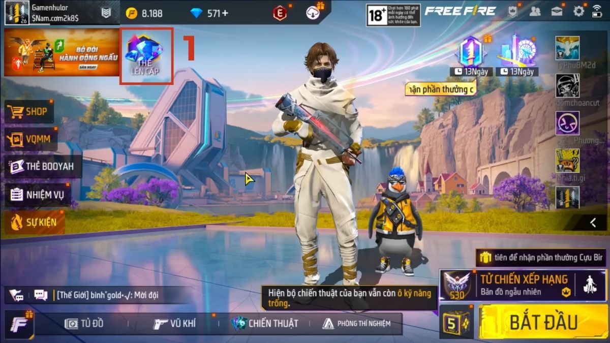 Cách nạp thẻ lên cấp trong Free Fire