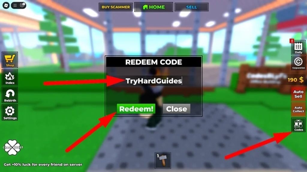 Hướng dẫn cách nhập code Build a Scam Empire