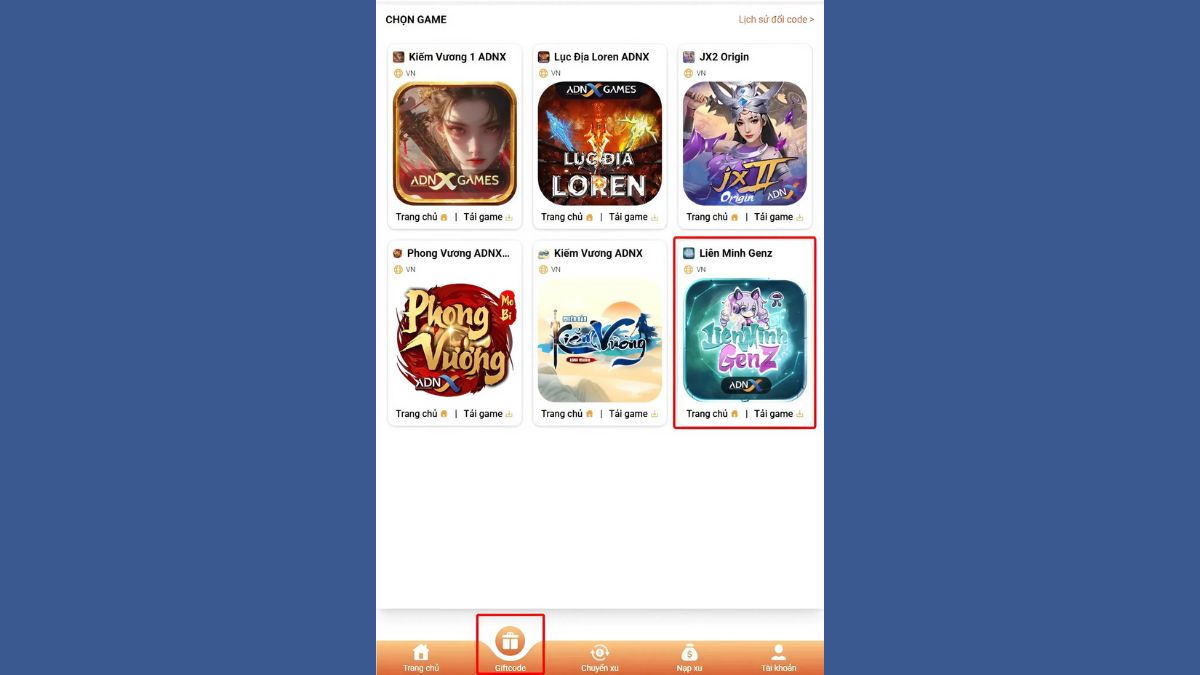 Cách nhập code Liên Minh GenZ bước 2
