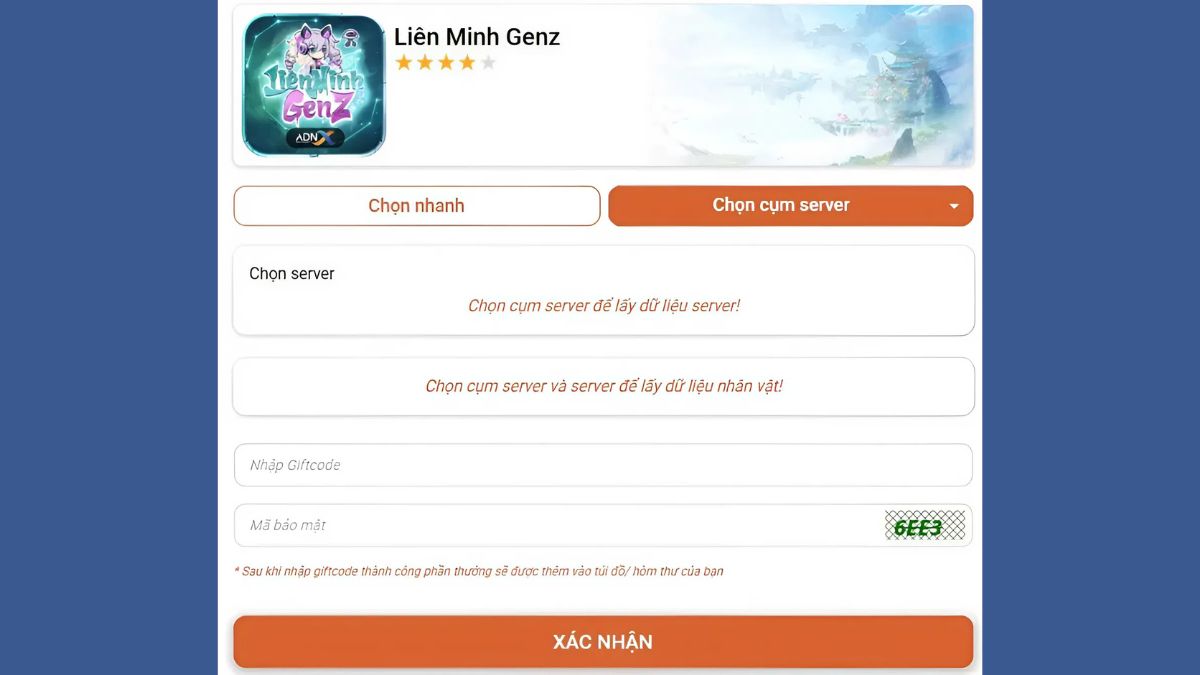 Cách nhập code Liên Minh GenZ bước 3