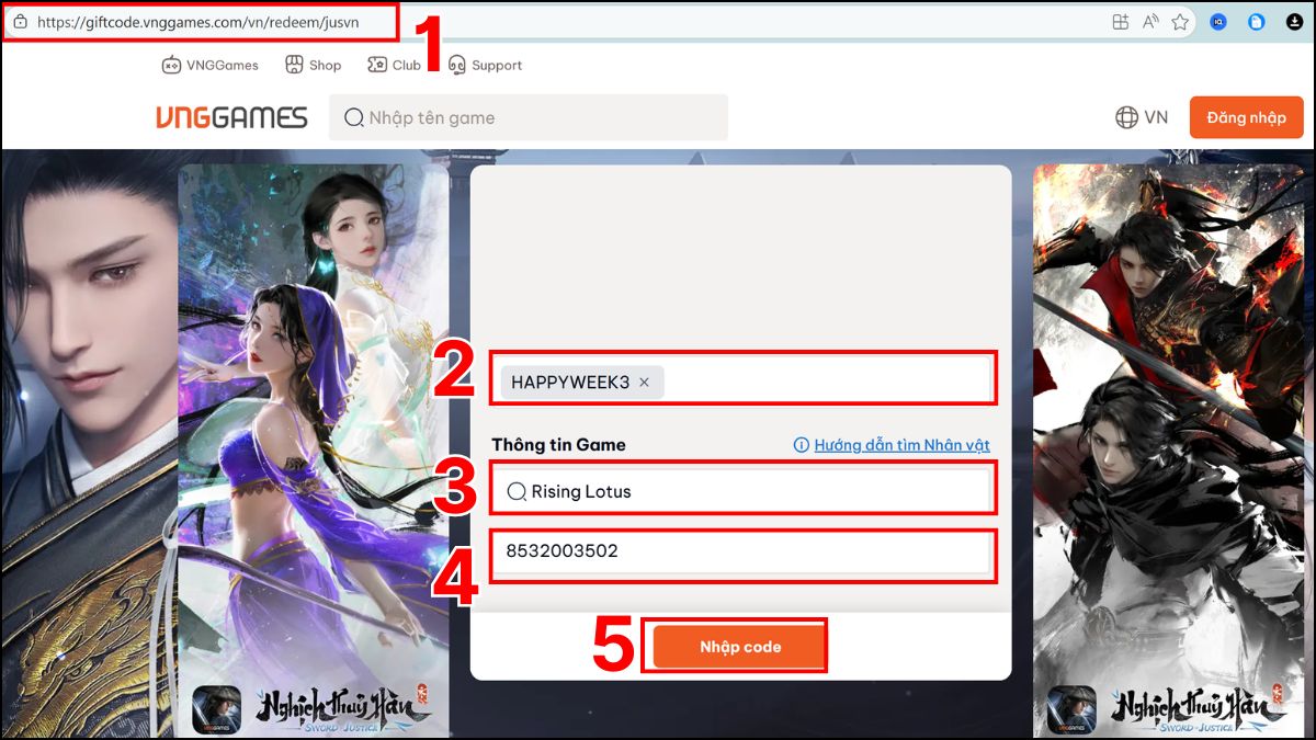Hướng dẫn cách nhập code Nghịch Thủy Hàn