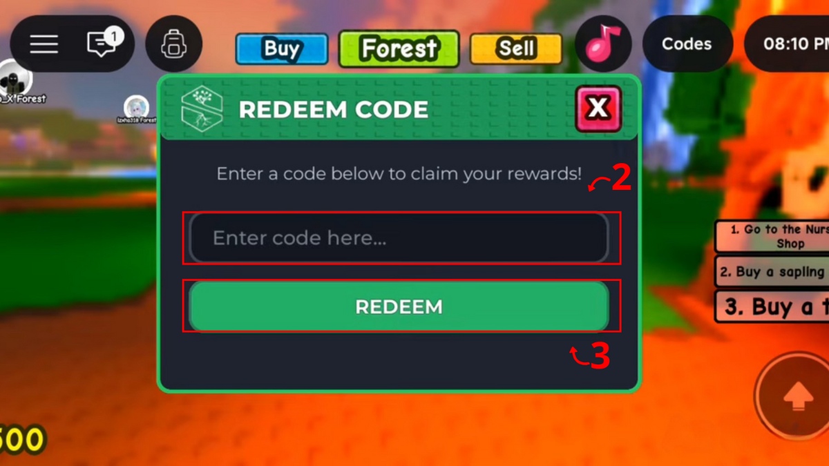 Cách nhập code SuperForest