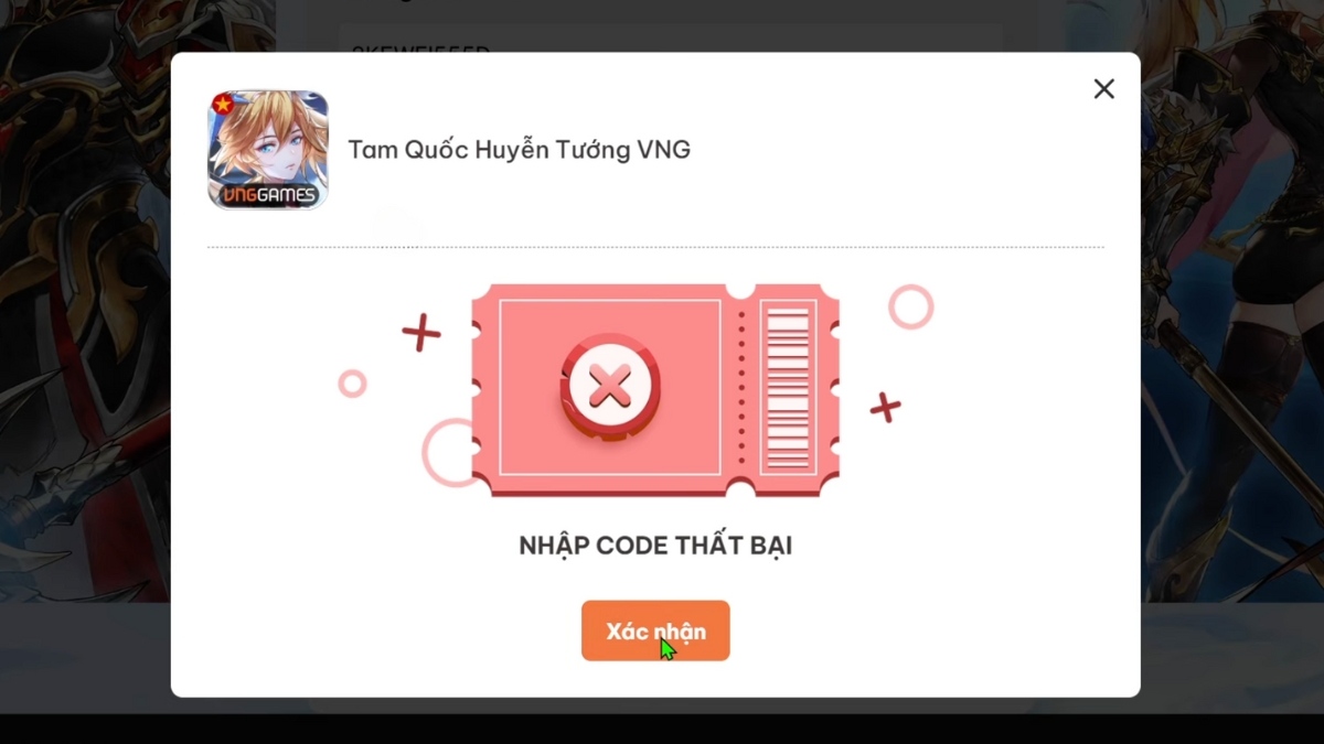 Lưu ý khi nhập code Tam Quốc Huyễn Tướng