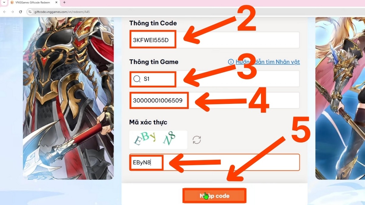 Cách nhập code Tam Quốc Huyễn Tướng - bước 2
