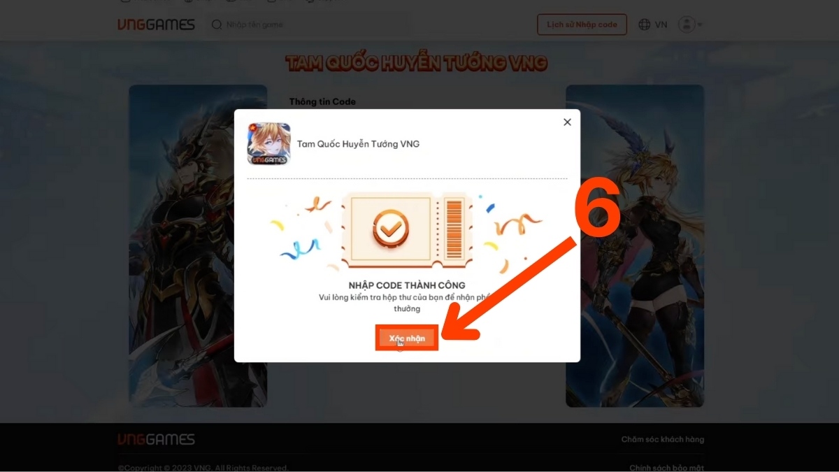 Cách nhập code Tam Quốc Huyễn Tướng - bước 3