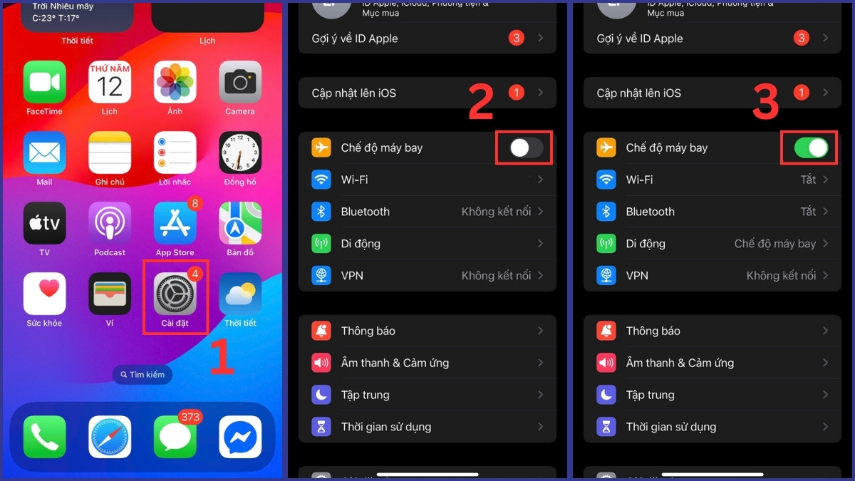 Bật và tắt chế độ máy bay