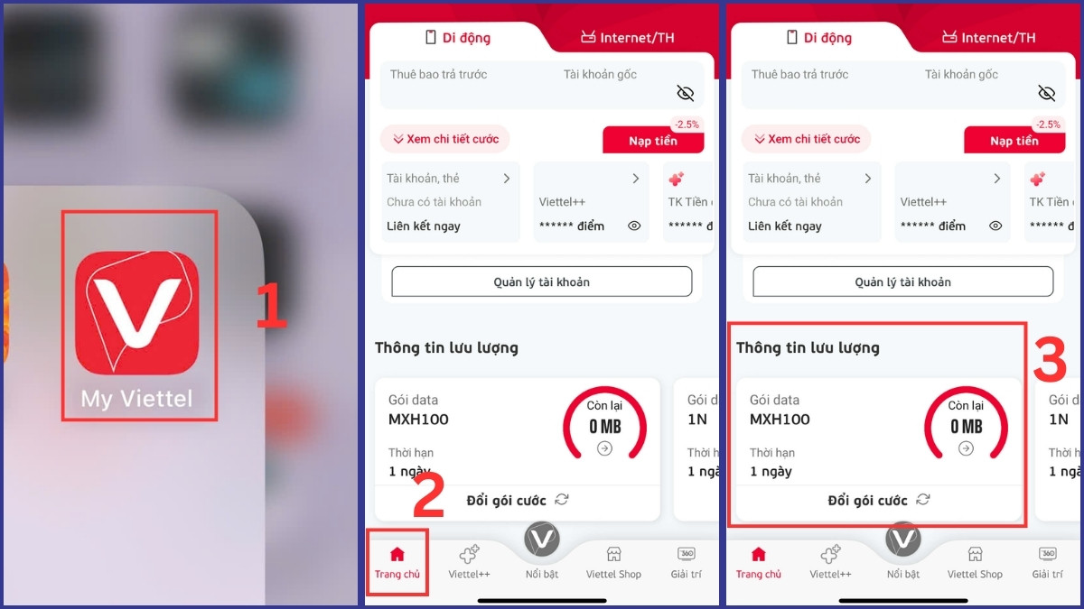  Kiểm tra lưu lượng còn lại tại My Viettel