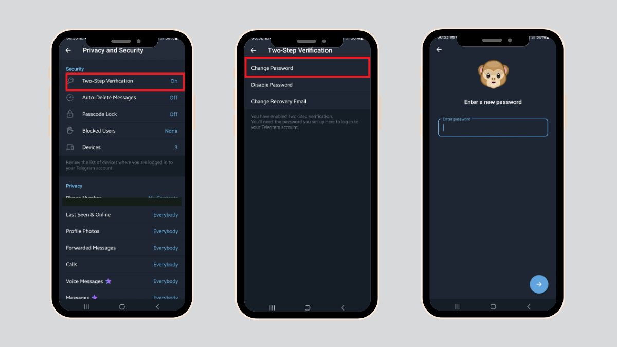 Hướng dẫn cách đổi mật khẩu Telegram trên điện thoại - bước 2