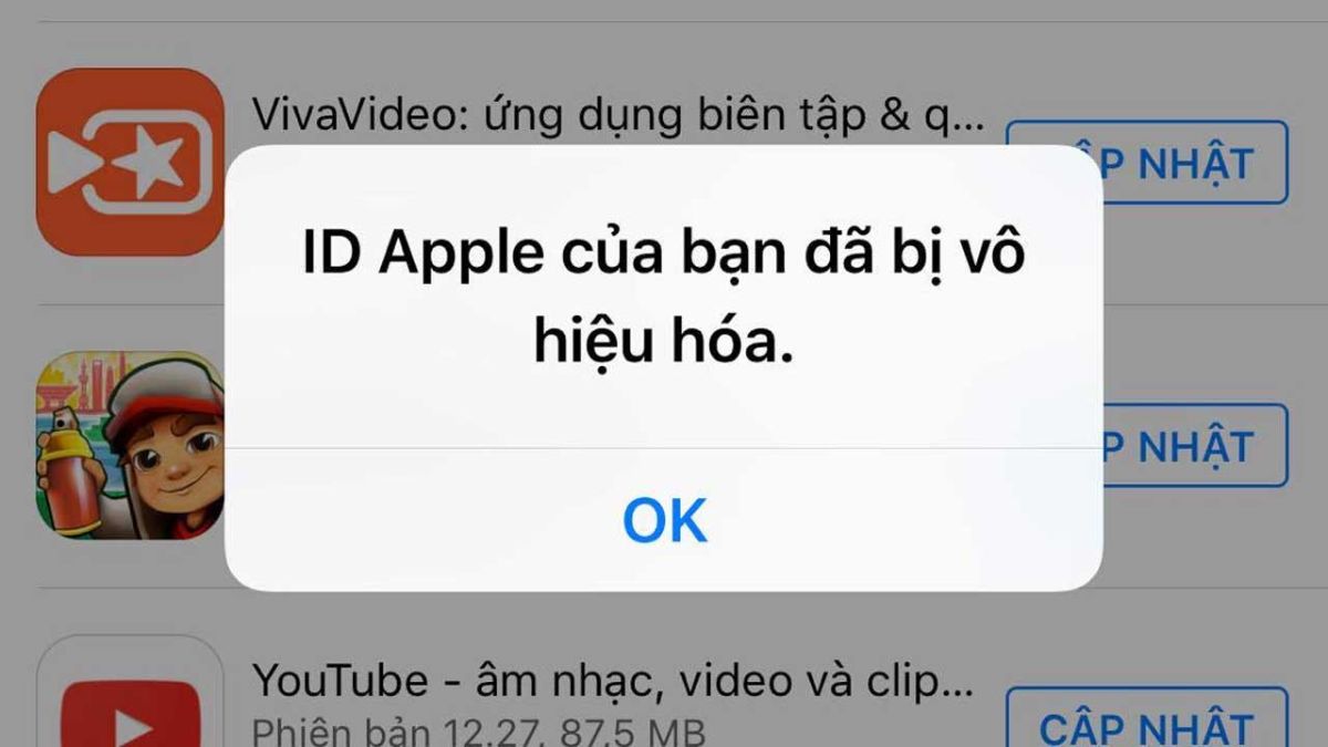 Tài khoản App Store ID bị vô hiệu hóa