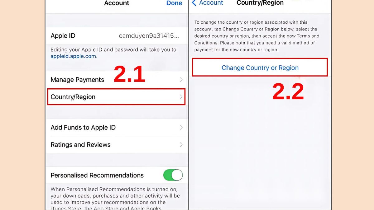 cách khắc phục lỗi App Store bị lỗi mã vùng - bước 2